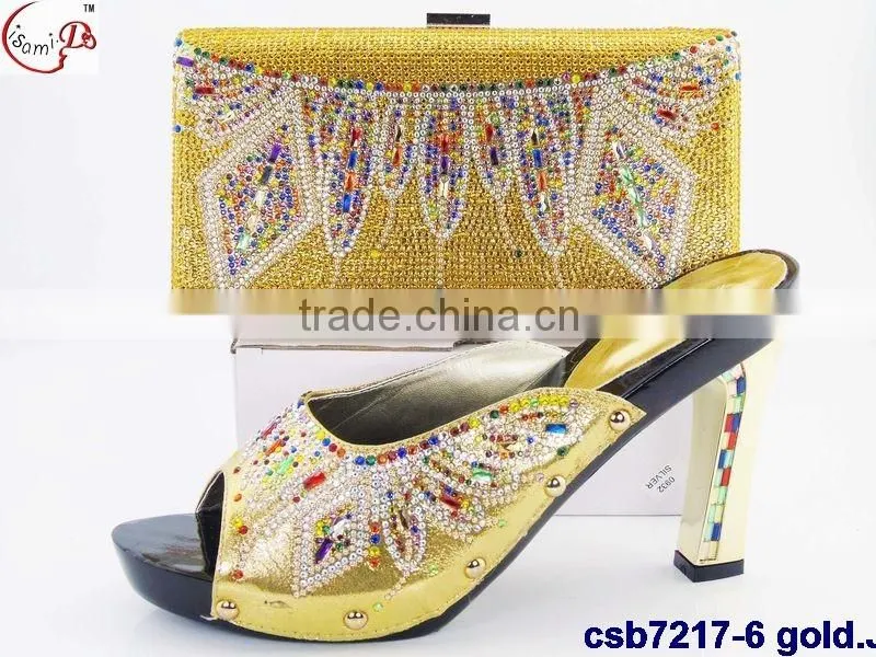CSB7217 Top fashion latest fashion woman italy style high heel shoes and glitter bags