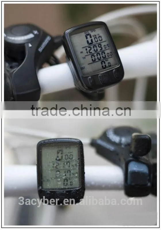 Waterproof Wireless LCD Digital Bike Cycle Computer Speedometer Bicycle Odometer White LED Backlight 563C