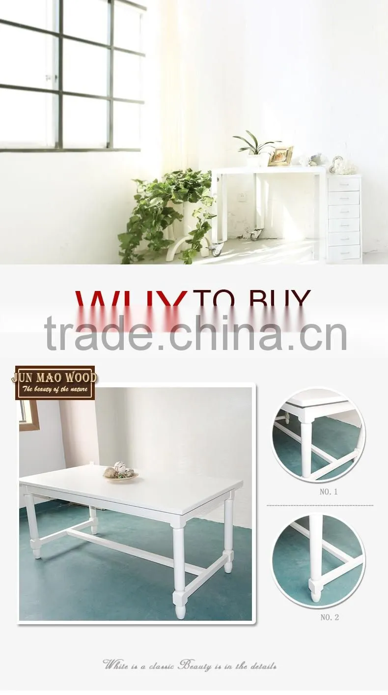 China Factory Wholesale Modern Dining Furniture Rectangle White Wooden Dining Table