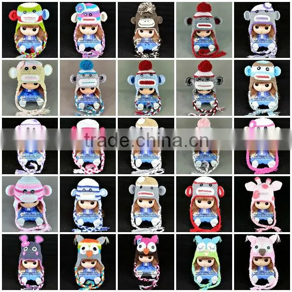 cute animal beanie custom knitted infant crochet hats pattern