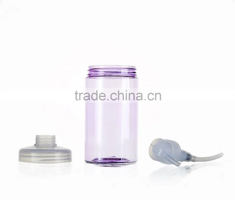 NEW 600ml round Plastic Lotion Pump Bottle Transparent Shower Gel/Shampoo Refillable Bottles Empty Container cap sprayer