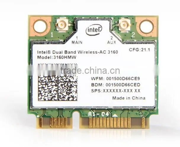 Wireless-AC Dual Band 3160 3160HMW Wireless Card 802.11 a/b/g/n/ac (1x1) Wi-Fi + Bluetooth 4.0 Combo 2.4 and 5.8Ghz For Intel