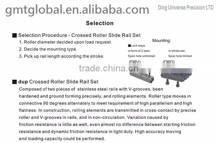 new dup DRD crossed roller slide with linear guideway slider guide rail