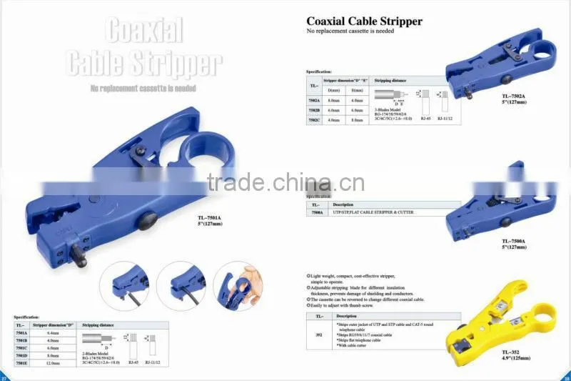 3.9"coaxial cable stripper 2 blades model for RG58/59/62/6/6QS/3C/4C/5C
