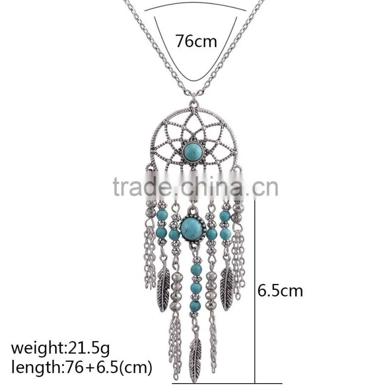 Collier Femme Plume Dreamcatcher Native American Fringe Necklace Collier attrape reve Colares Boho Chic Collana Acchiappasogni