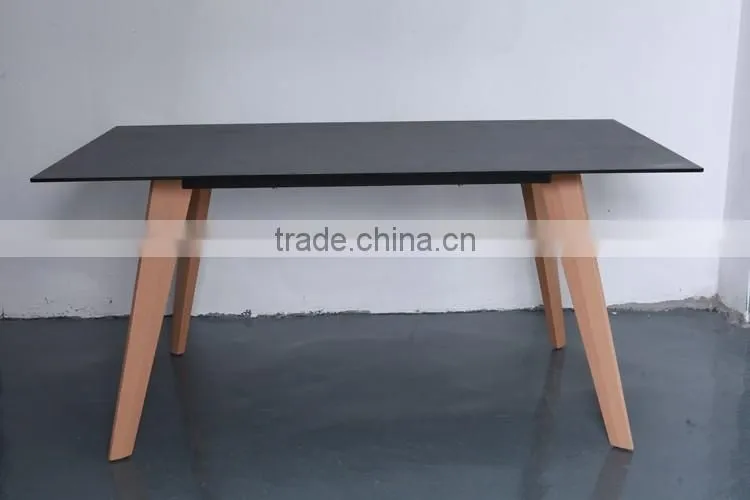 2016 Best Quality wooden dining room table with tempered glass
