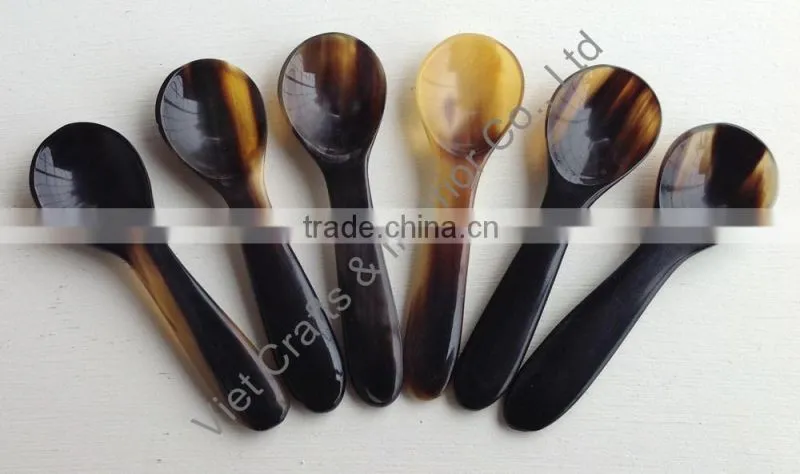 Organic horn spoon, tinny spoon for salt, sugar, size 7.5cm