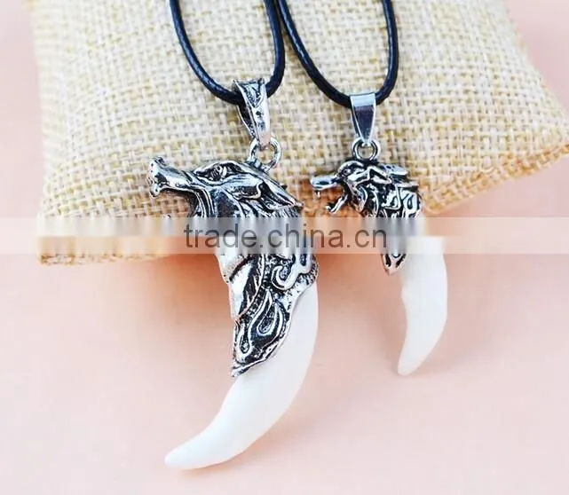Tibet Punk Men's Cool Real Gothic Wolf Tooth Necklace Domineering Pendant