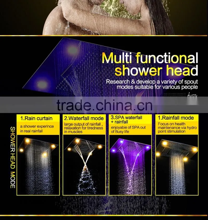 shower with led light color remote control multiple function led light shower rainfall waterfall water curtain