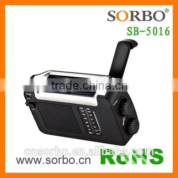 2016 Trending Products Portable Panel AM FM Radio with Alarm Clock/ Mobile Solar Hand Crank Generator Charger