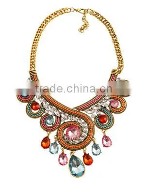 collar pendants fashion clolorful necklace rhinestone jewelry for women dress garment