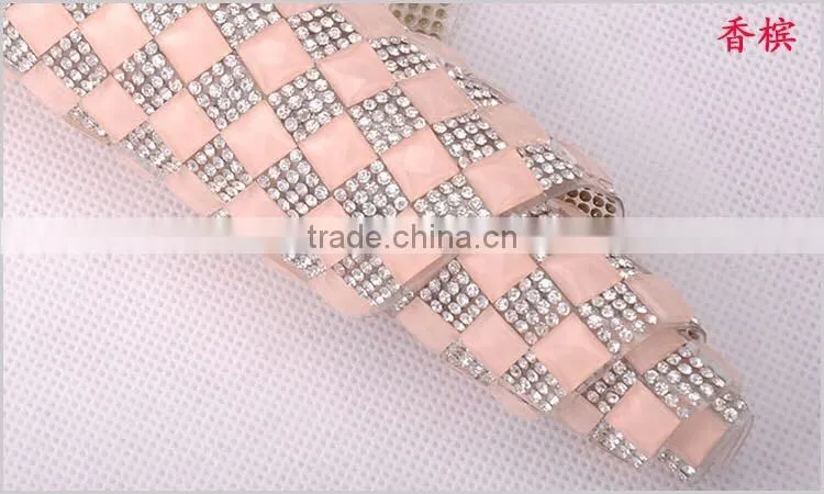 opal color crystal square stone setted adhesive sheets for DIY use lady purse