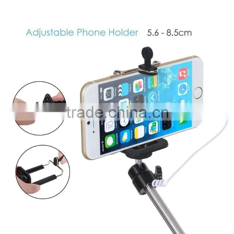 Rose Red Portable Handheld Monopod Extendible Self-portrait Selfie Cell Phone Holder