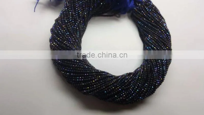 #NM Top Quality Diamond Cut Faceted Blue Coated Black Spinel Beads
