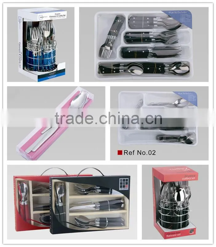 20pcs plastic colorful handle stainless cutlery set with hand polish