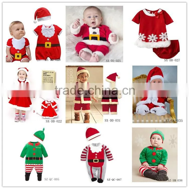 2015 trade assurance Santa claus style baby christmas costume with hat