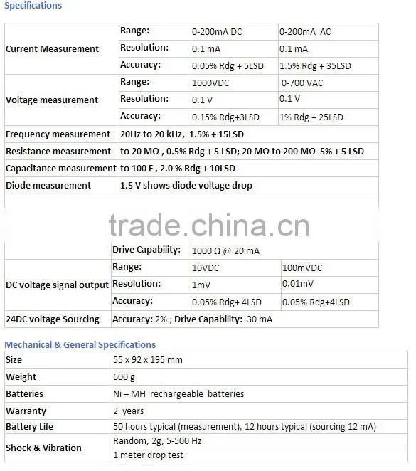 China manufacture wholesale price MS7283 electrical equipment process calibrator with digital multimeter