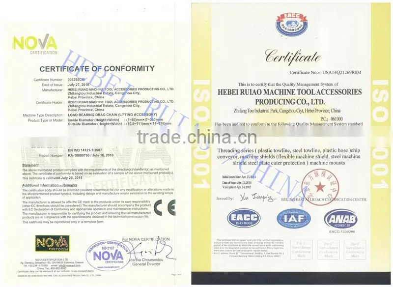 RUIAO high quality CE approved nylon P66 plastic cable drag chain