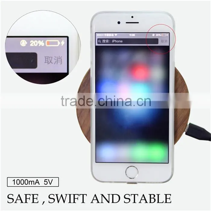 HOT ITEM Pure Wood Smart Phone Wireless Charger 1000 mA for IPhone, for Sony, for Samsung