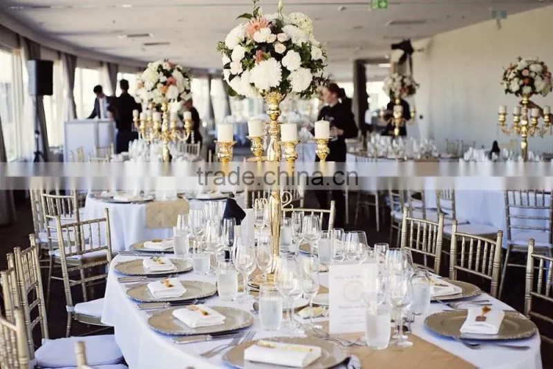 Gold candelabra, 5arms tall gold candelabra with flower bowl
