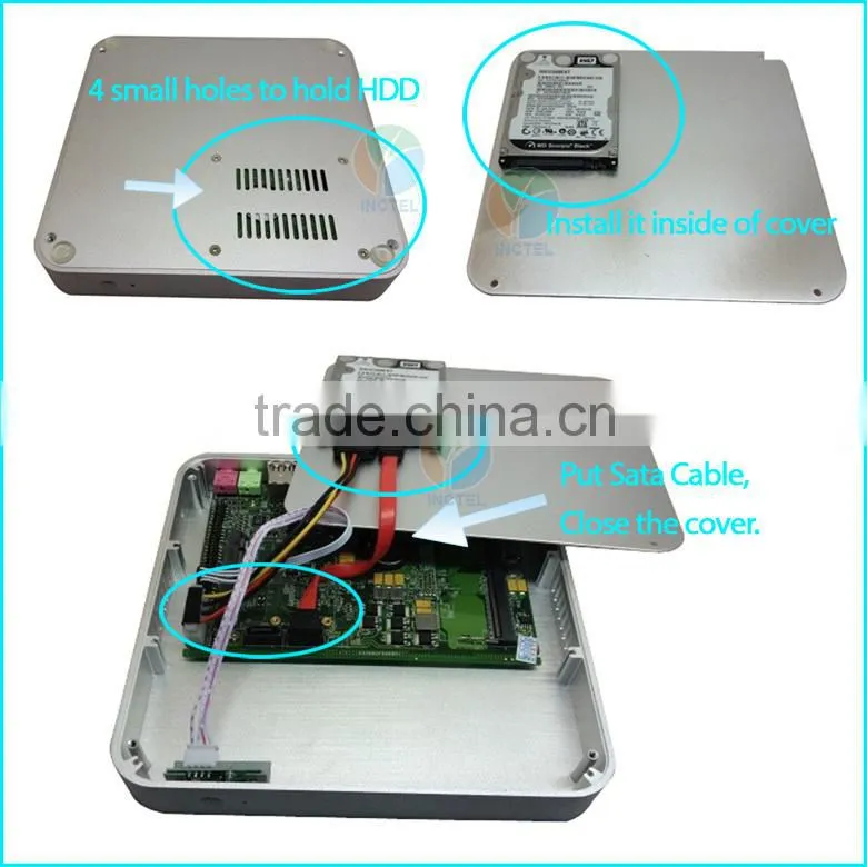 Fanless Mini Destop PC Computer HTPC Intel Celeron 1037U Dual Core 1G RAM 40G HDD with Ultra Thin Alloy chassis