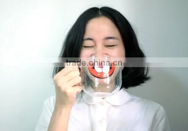 Moustache glass cup with Handle glass cup milk cup Beard cup Smiley Face cup Milk Cup novelty glass cup