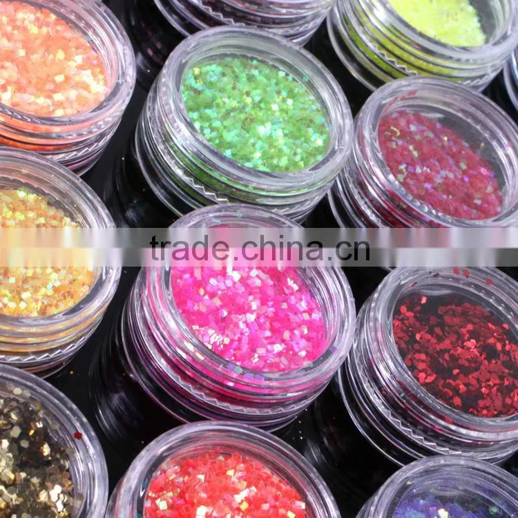 H1-010 18COLOURS BIG GLITTER POWDER ,3G nail art fine powder