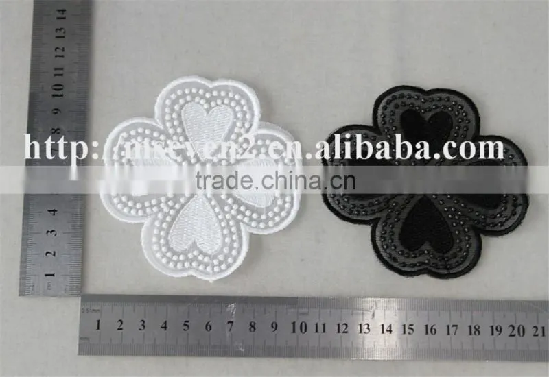 2016 newest design black and white embroidery neck lace neck patch flower pot stands designs