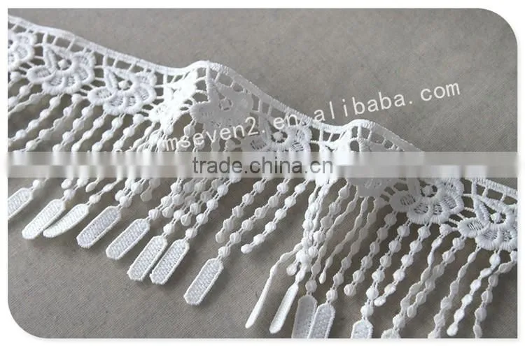 Beautiful design 9cm width polyetser crochet tassel fringe for dresses wholesale