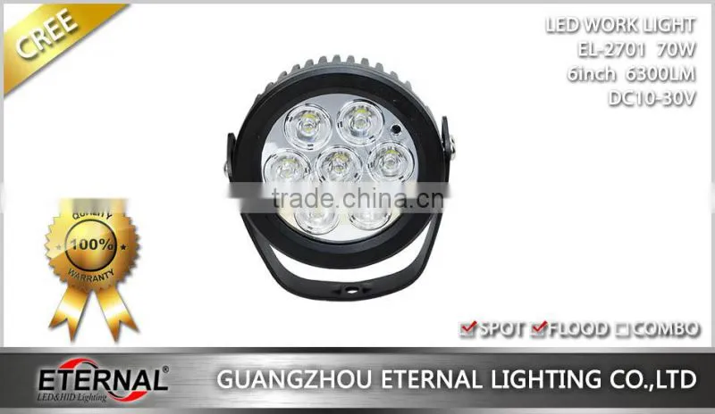 70W 6" car driving light off road powersports tractor truck emergency vehicles heavy equipments working light