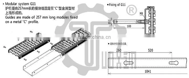 Modular Conveyor Belt Roller Side Guide