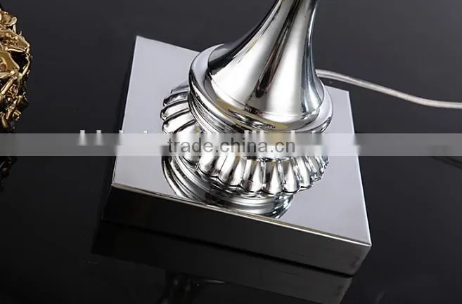 Silver electroplate metal K9 clear crystal lamp body table lamp with fabric lampshade