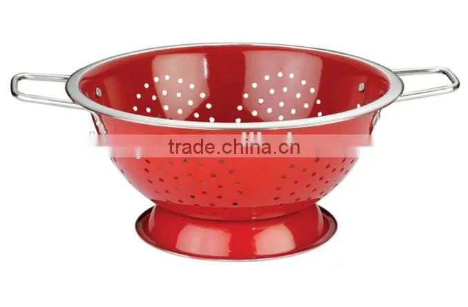 Hot Sale Green Powder Coated Kitchen Food Metal Colander