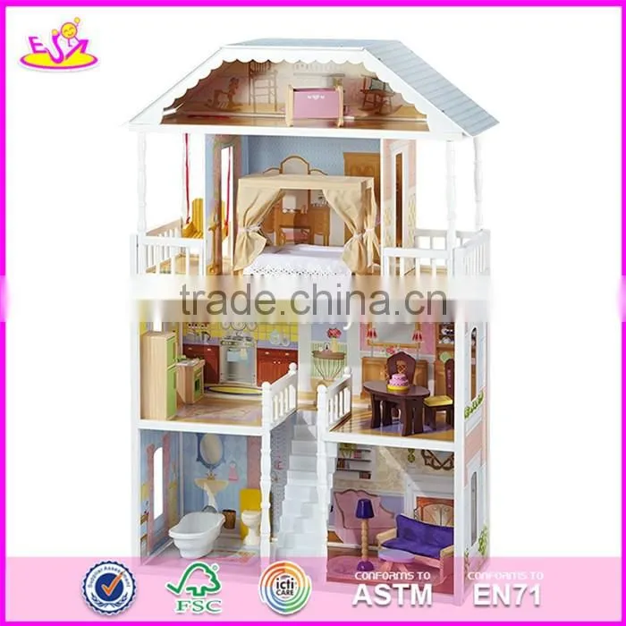 2017 New design girls miniature toys wooden doll house kits W06A083