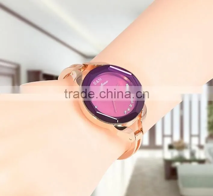 charming lady decoration wristwatch vogue crystal dial alloy strap women watch