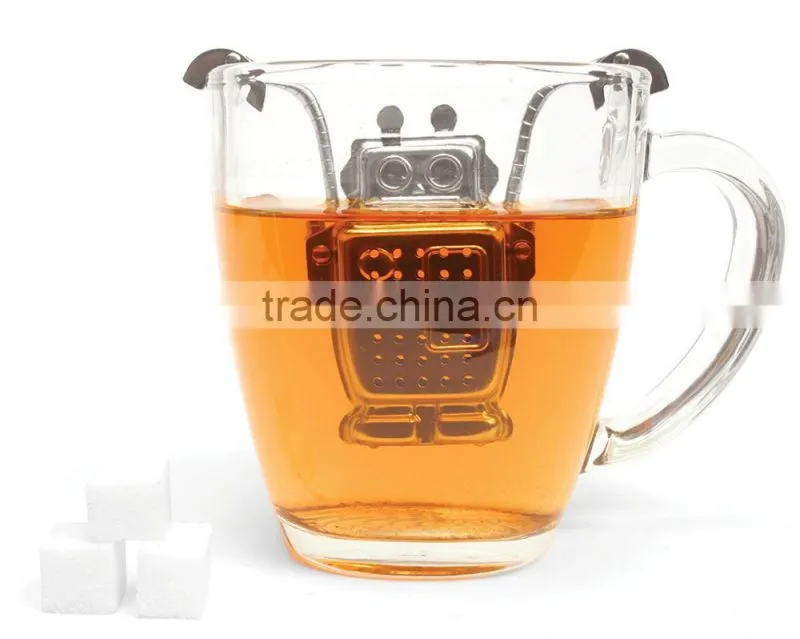 WCMY022 304 material Mesh Tea Ball Tea Infuser Tea Strainer Robot Tea Infuser and Drip Tray