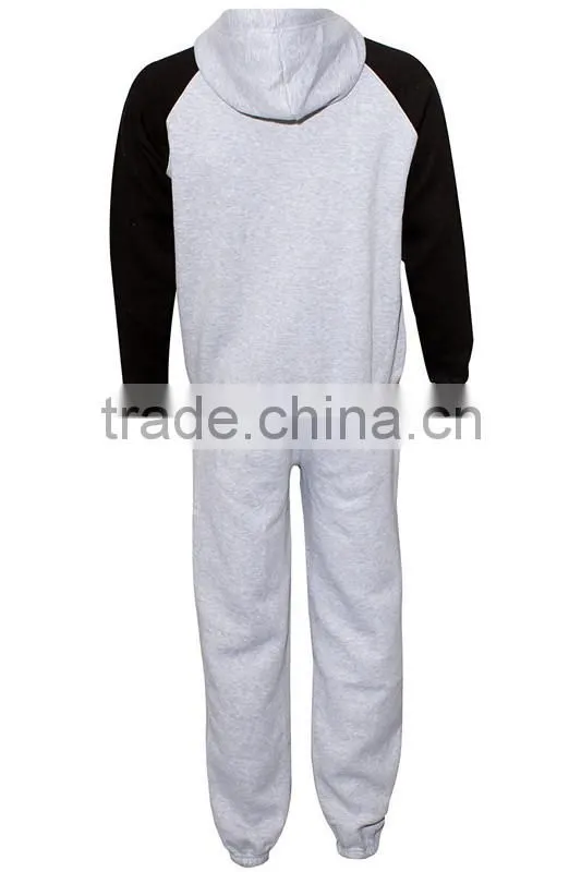Mens Fleece Print Detailed Hooded Top Bottom Warm Up Jogging Tracksuit