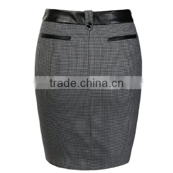 2015 ladies' ladie's fashion elegent high quality garment factory patchwork skirt