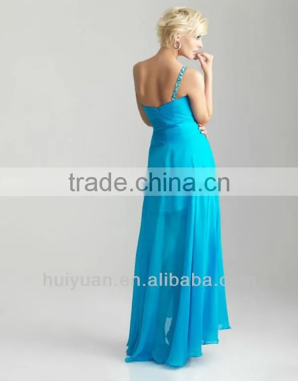 One shoulder turquoise bridesmaid dress