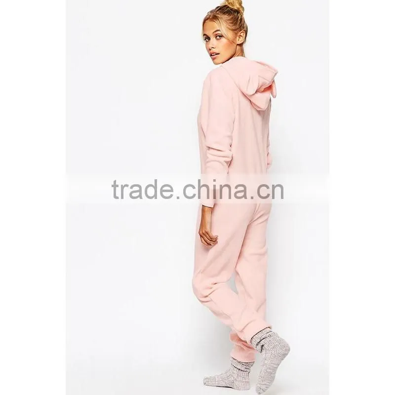 100%cotton warm fleece plain soft pink pig onesie pajamas