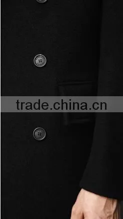 2014 Men Coat Double-Breasted black color wool