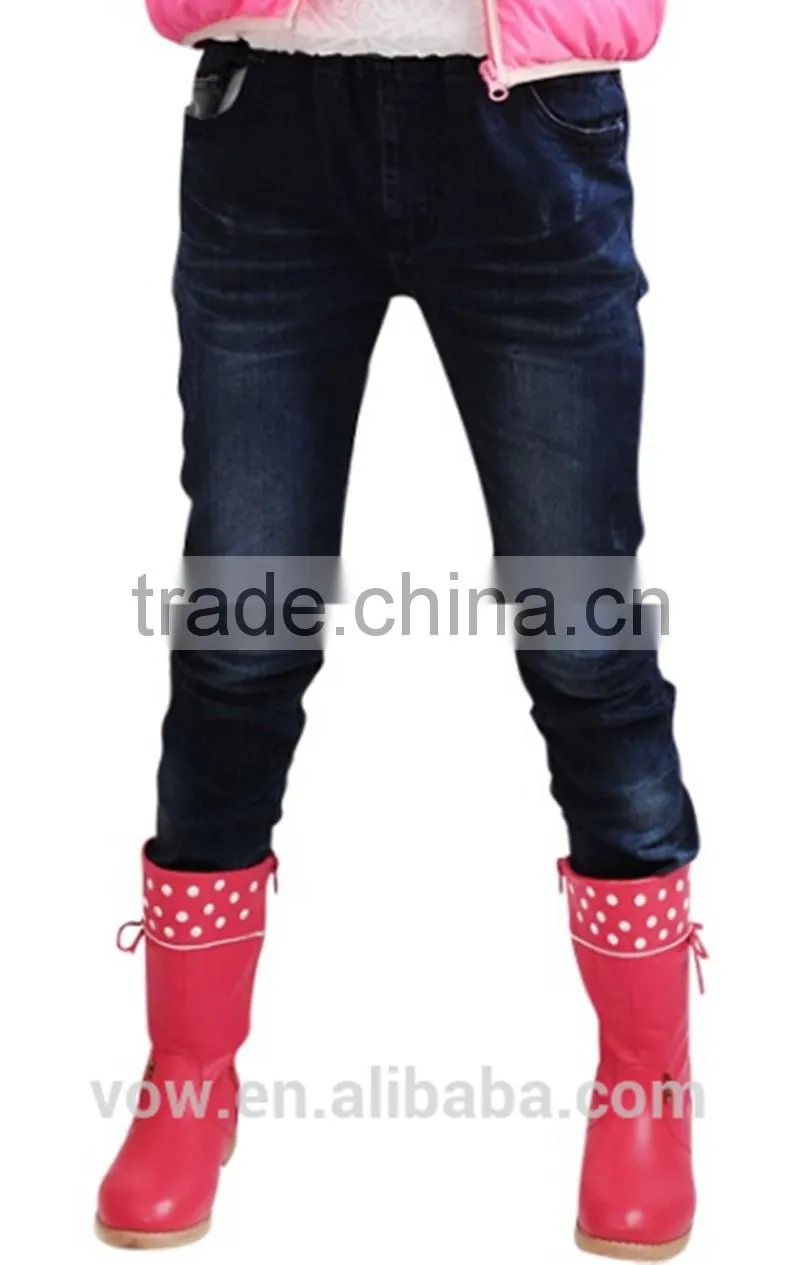 wholesale girl's jeans cheap kids jeans with beautiful pattern