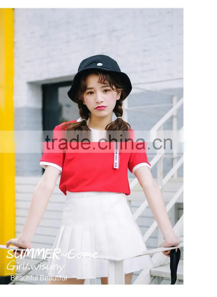 cotton summer round neck girl t shirt