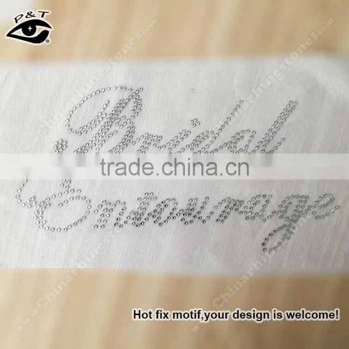 Bride Rhinestone transfers Hot fix rhinestone wedding motifs crystal heat transfers for clothing