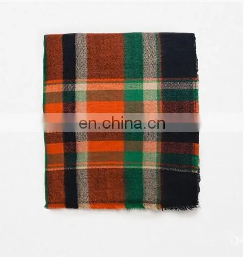 Autumn And Winter Warm Acrylic Plaid Scarf Squares