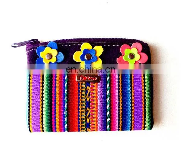 Aguayo Blanket Coin Purses with Suede and Zipper