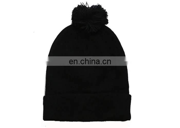 plain black fun custom pompom beanie hat