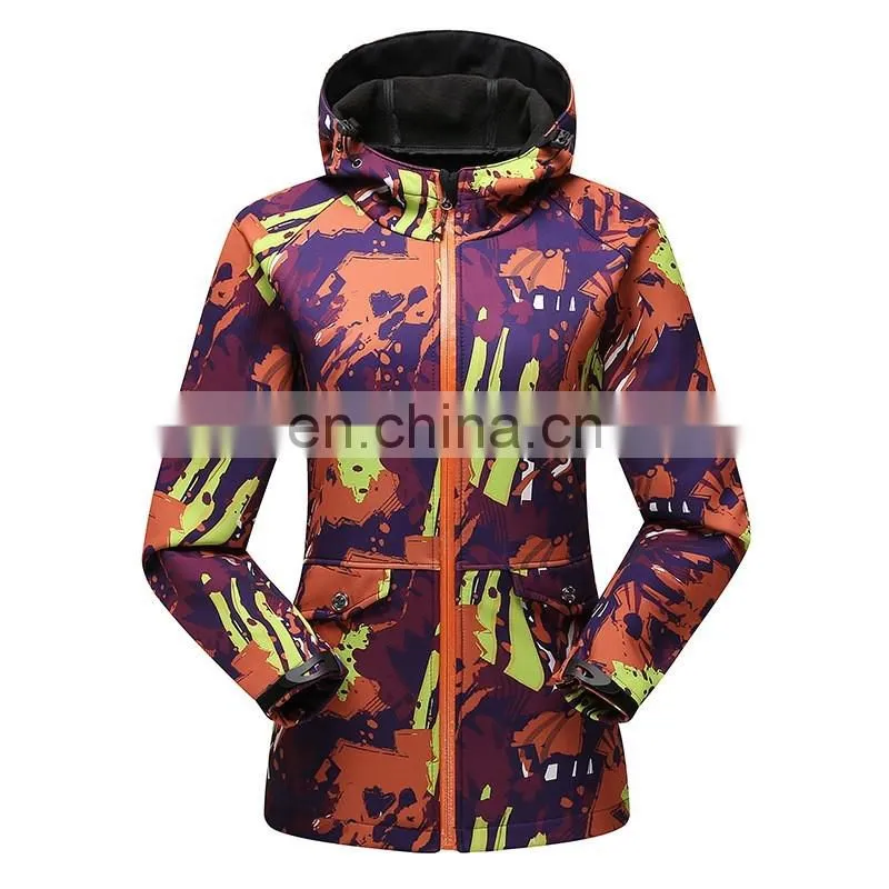 Women's hiking camping outdoor Camo jacket waterproof softshell jacket