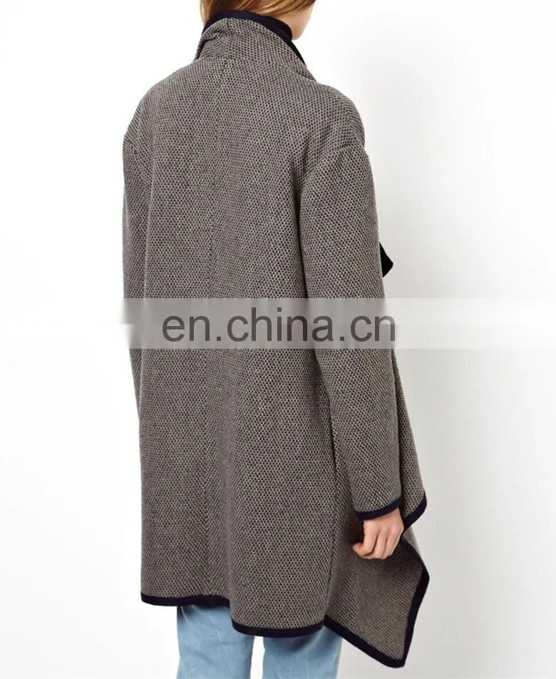 High Fashion autumn winter ladies droopy big fly leisure coat blazers long jacket