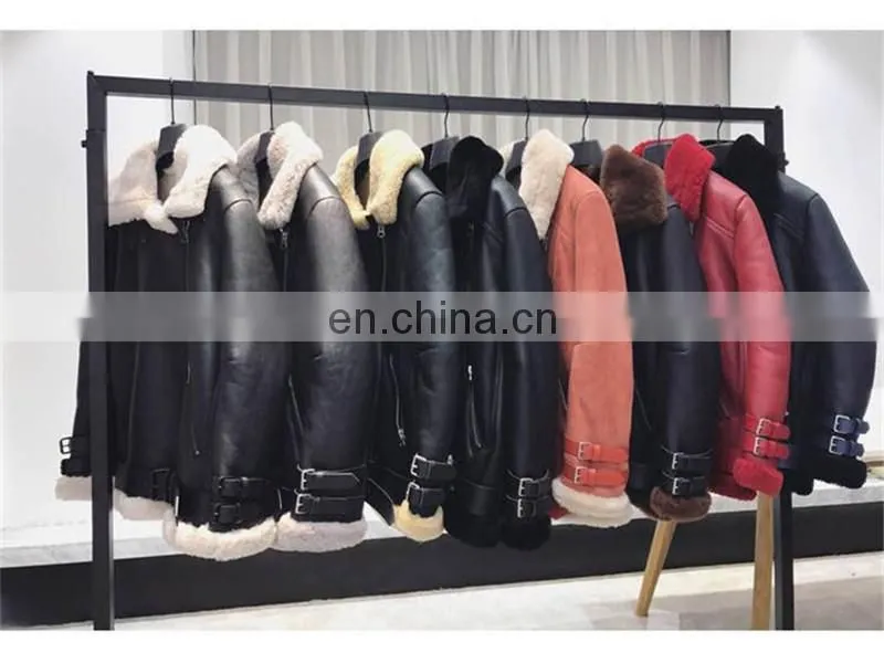 2017 Fashion Real Sheepskin Genuine Leather Jacket / Winter Custom Sheep Skin Motorcycle Women Leather Jacket